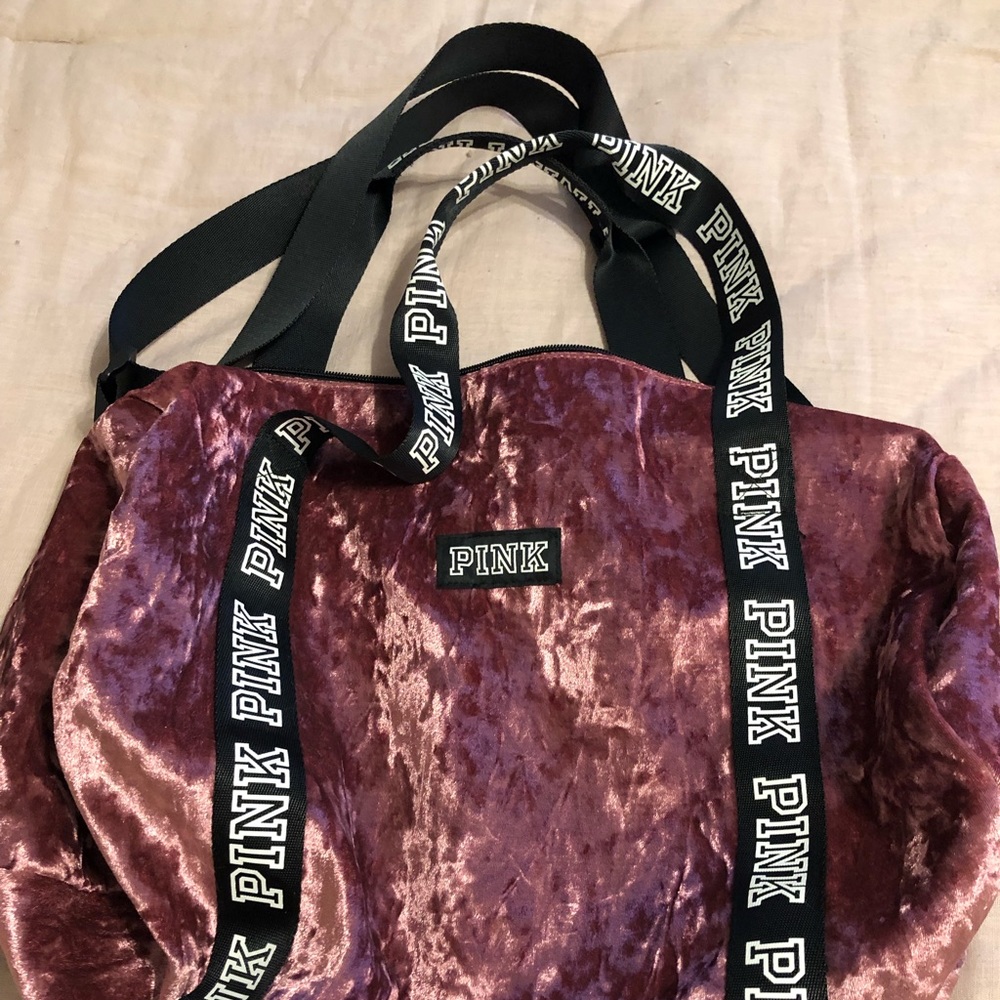 PINK velvet gym bag